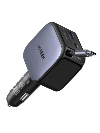 UGREEN Nexode Chargeur voiture 90W avec câble USB-C rétractable