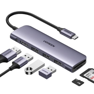 UGREEN Revodok 106 Hub Adaptateur USB-C 6-en-1 (100W PD, HDMI 4K@30Hz)