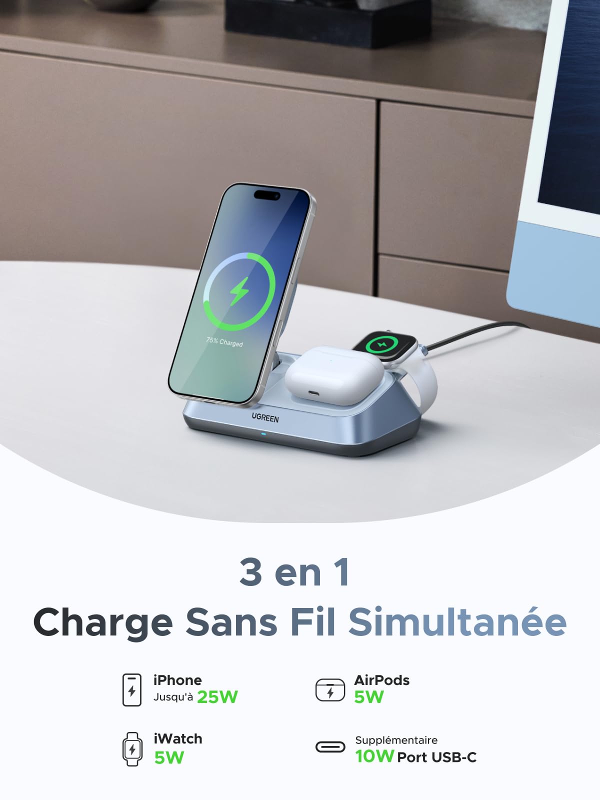 Caricatore Wireless Belkin UltraCharge Qi2 25W – Supporto Magnetico MagSafe, Raffreddamento ChillBoost, Cavo 2m, Per IPhone 17/16/15 E AirPods