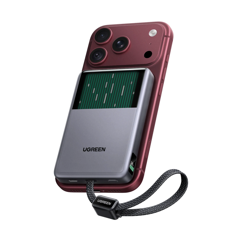 UGREEN MagFlow Pro Batterie Externe Magnétique (10 000 mAh, Qi2 25 W, Câble USB-C Intégré 45 W)