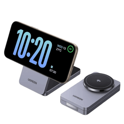 UGREEN MagFlow Chargeur Sans Fil 2-en-1 (Qi2 15W, Compatible MagSafe, Pliable)