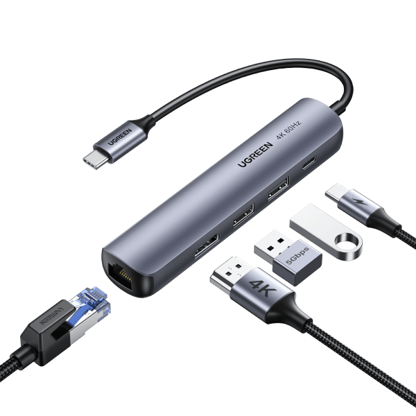 UGREEN Hub USB C (HDMI 4K 60Hz Adaptateur/Ethernet Supporte）
