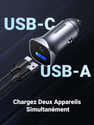 Chargeur Voiture 4 Ports USB 60W - USB-C PD 30W Et USB-A QC3.0, Charge Rapide Pour IPhone, Android - 10
