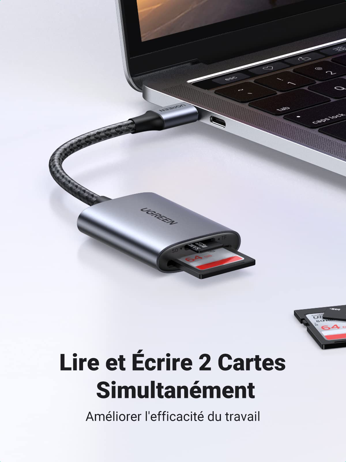 uni Lecteur de Carte SD, Lecteur de Carte Mémoire USB C, Adaptateur USB 3.0  pour Prend en Charge SD/Micro SD/SDHC/SDXC/MMC, Compatible avec MacBook Pro  Air, iPad Pro Air, Galaxy S22, Pixel, XPS