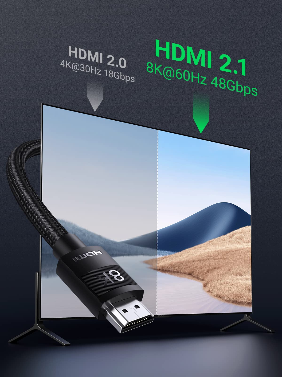 8€30 sur Câble HDMI UGREEN 4K Ultra HD Cordon HDMI 2.0 Haute Vitesse par  Ethernet en Nylon Tressé Supporte 3D HDR Retour Audio Compatible avec PS5  Lecteur Blu Ray Xbox 360 (8M) 