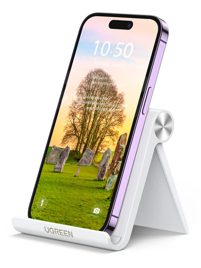 UGREEN Support Téléphone Bureau Réglable Pose Téléphone Portable Pliable (Blanc)