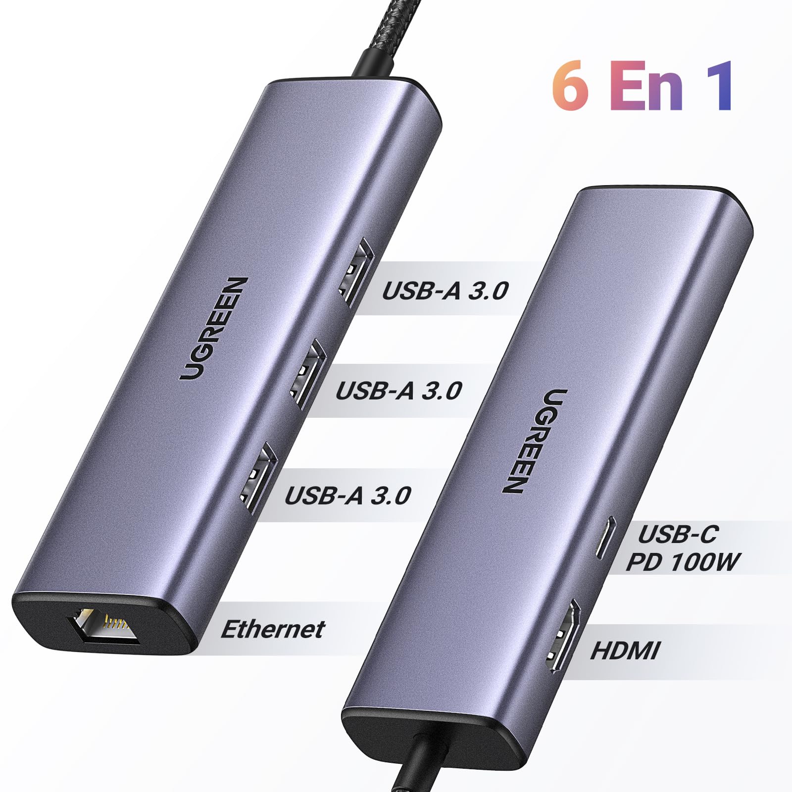 UGREEN Hub USB C HDMI 4K avec PD Charge Alimenté Adaptateur USB C vers USB  5 en 1 Compatible avec iPhone 15 Plus Pro Max MacBook Pro Air XPS Surface