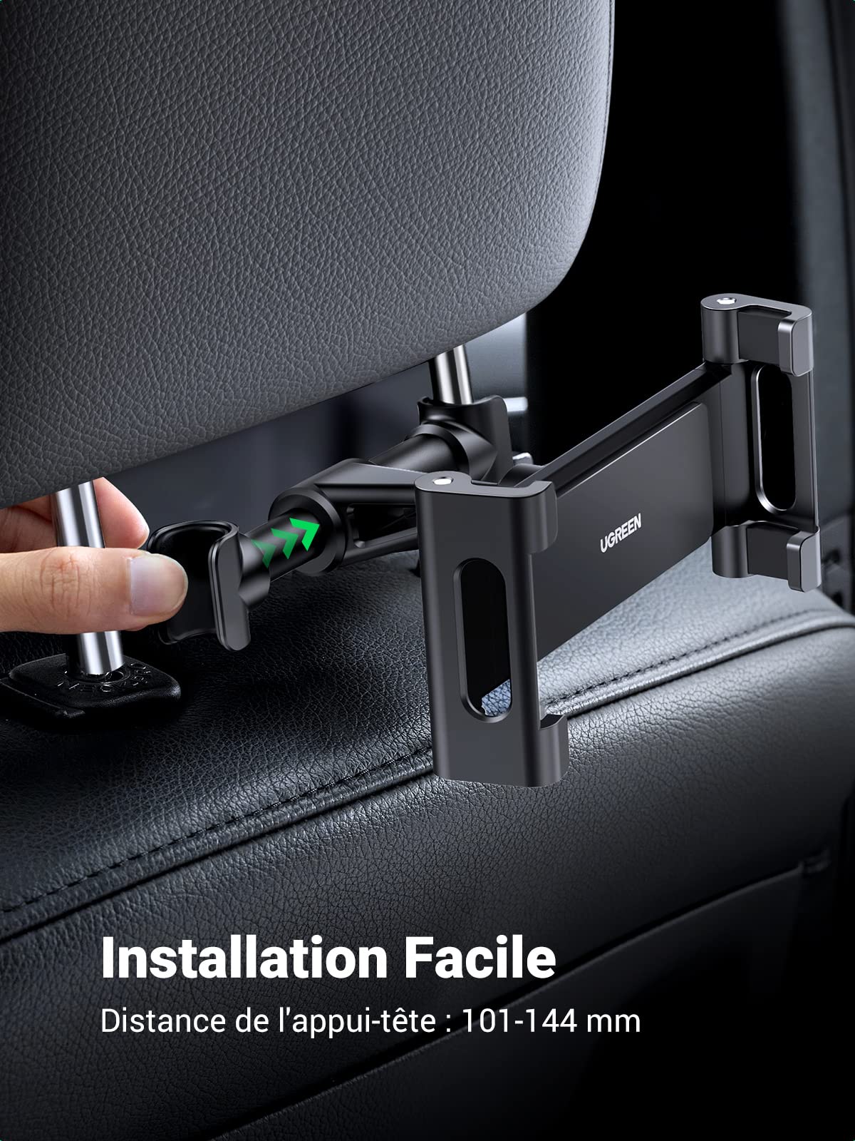 Support Tablette Voiture Ajustable Pour Appuie-tête - Bras Télescopique Pliable, Rotation 360°, Compatible 4,7 à 16 Pouces