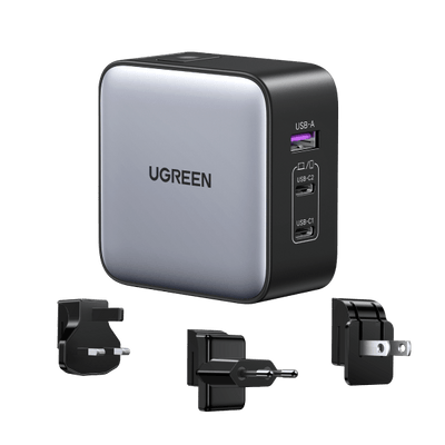 UGREEN Nexode 65W GaN Chargeur USB C 3 Ports (prises US/UK/EU)