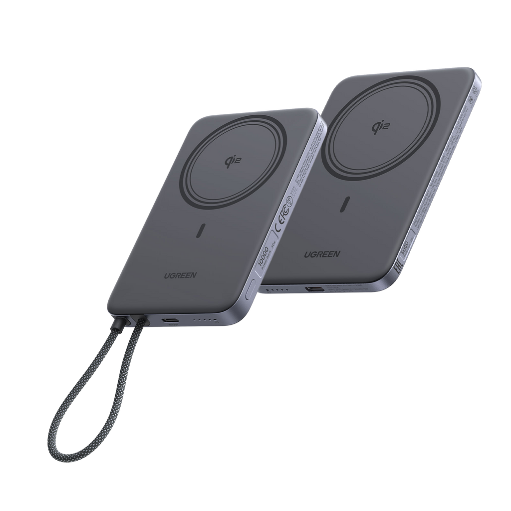 UGREEN MagFlow Air Pack de Batteries Externes Magnétiques (10 000 mAh + 5 000 mAh, Qi2 15 W)