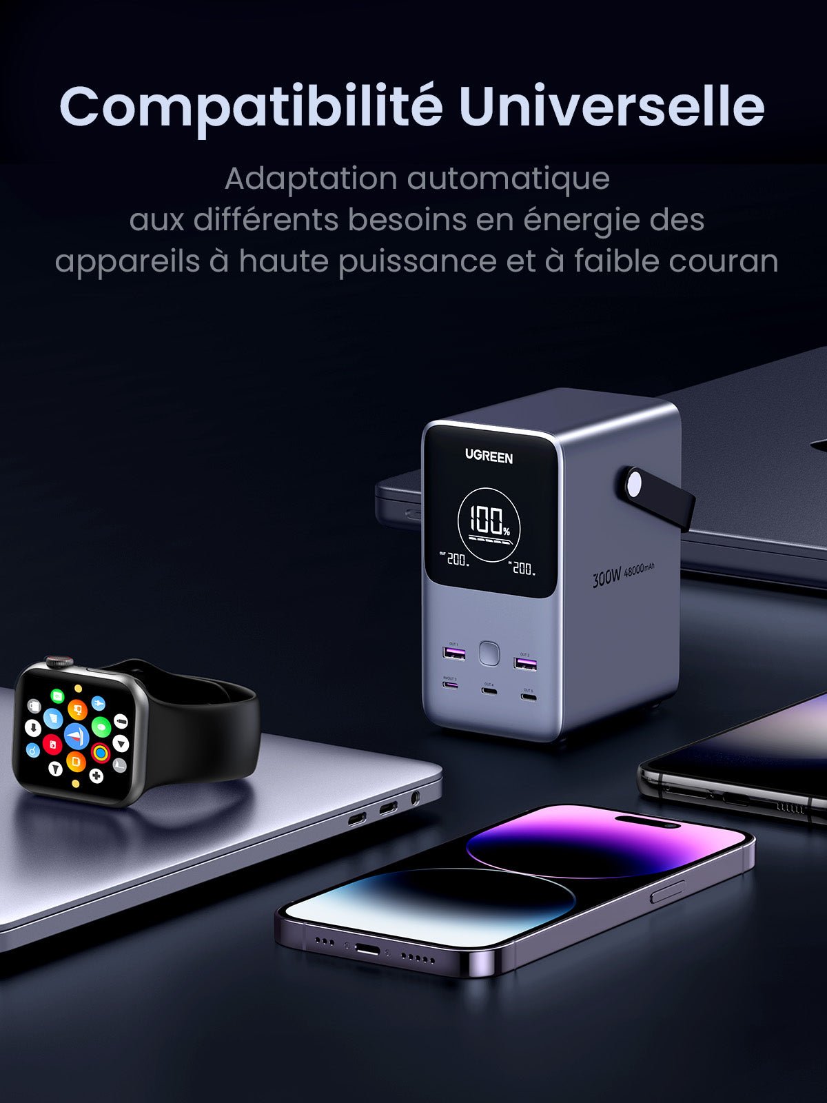 UGREEN 300W Batterie Externe Portable 48000mAh - compatibilite universelle