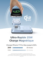 UGREEN MagFlow Chargeur sans fil magnétique 3-en-1 (Qi2 25 W, compatible MagSafe)