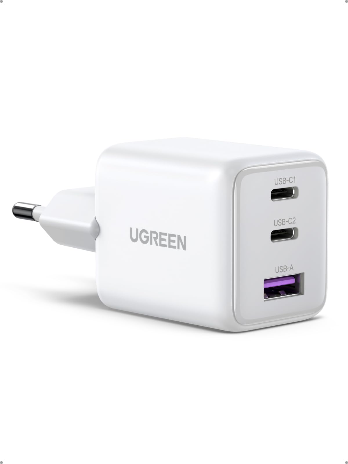 UGREEN Zapix 30W Chargeur USB C Rapide iPhone 3 Ports Prise Secteur(Blanc)