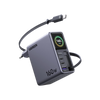 UGREEN Nexode Pro Chargeur avec Écran Intelligent (160 W, 4 Ports, GaN, Câble Rétractable, Contrôle via Application)