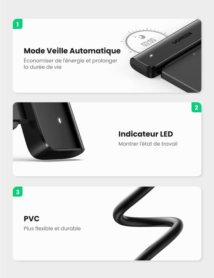 UGREEN USB C 3.1 Câble SATA Disque Dur Type C Adaptateur vers SATA pour 2,5 Pouces HDD SSD 10To Supporte UASP Compatible avec iPhone 15 Plus Pro Max Windows Mac OS Linux