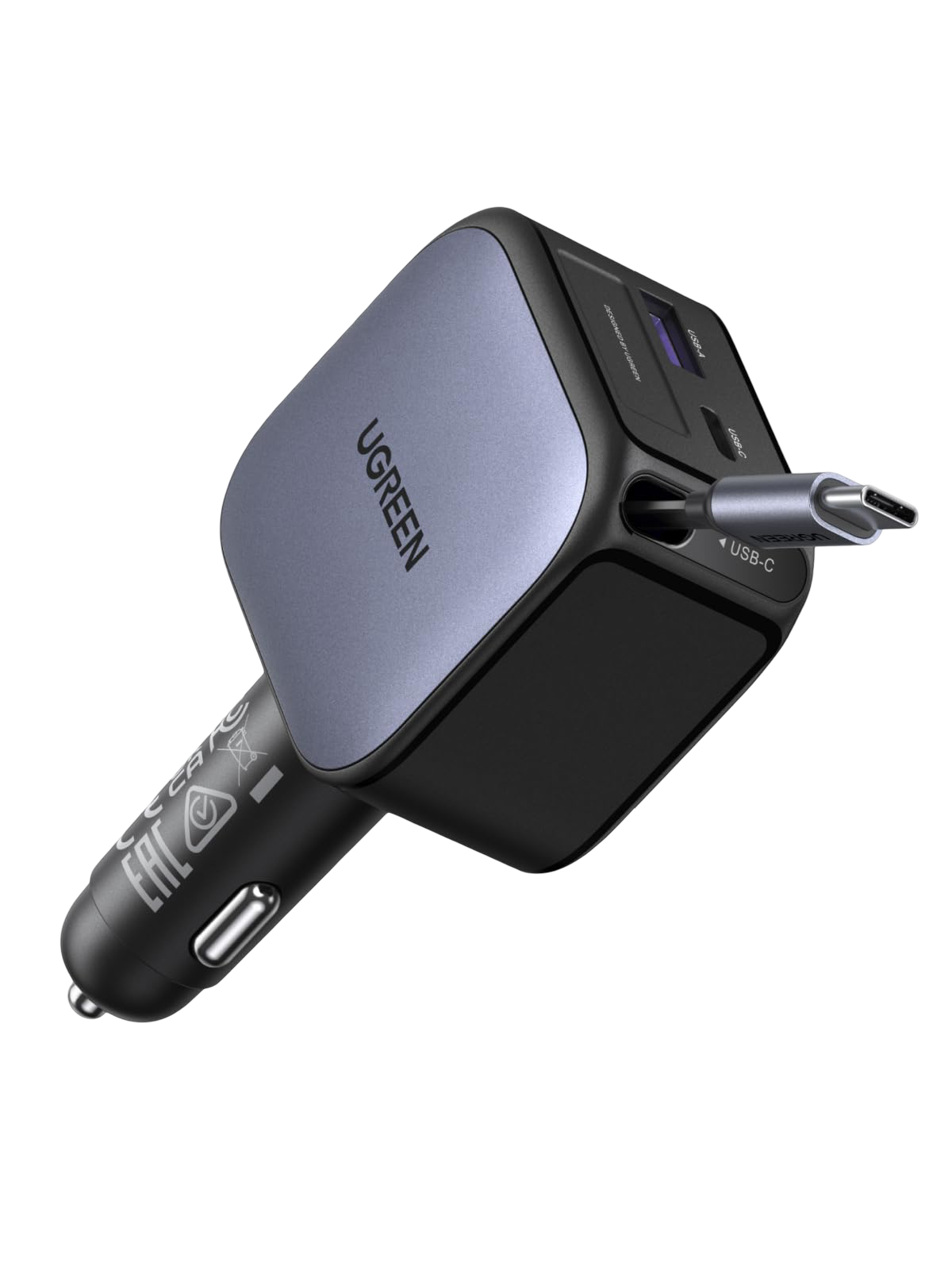 UGREEN Nexode Chargeur voiture 90W avec câble USB-C rétractable
