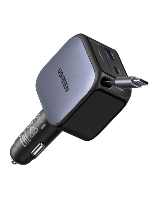UGREEN Nexode Chargeur voiture 90W avec câble USB-C rétractable