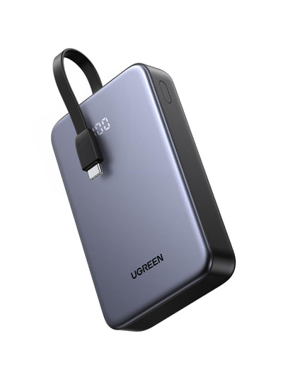 UGREEN Batterie Externe 20000mAh avec Câble USB C Intégré Power Bank Charge Rapide PD 22.5W QC 3.0 Chargeur Externe