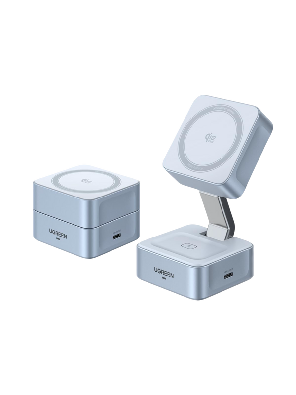 UGREEN MagFlow Chargeur Sans Fil Magnétique 2-en-1 25 W (Compatible MagSafe)