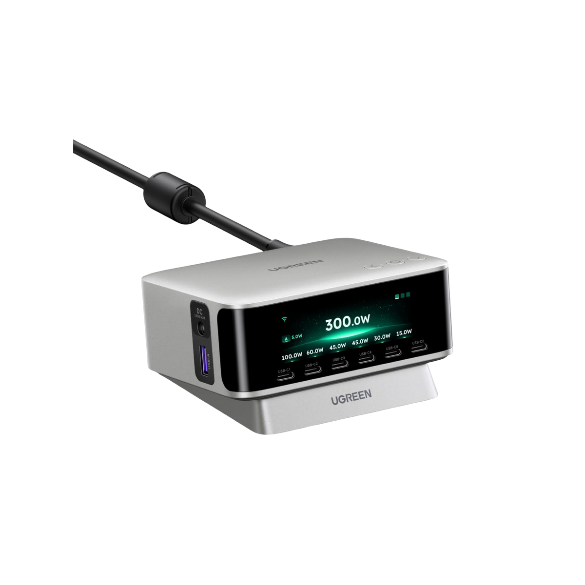 UGREEN Nexode Pro Chargeur de Bureau avec Écran Intelligent (300 W, 8 Ports, GaN, 5 Modes de Charge)