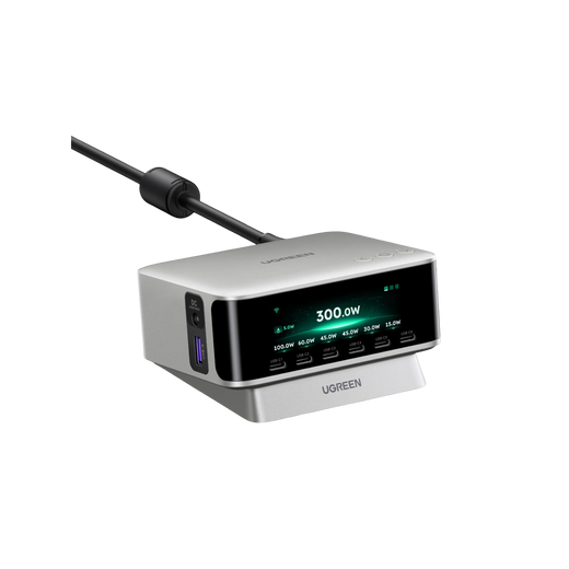 UGREEN Nexode Pro Chargeur de Bureau avec Écran Intelligent (300 W, 8 Ports, GaN, 5 Modes de Charge)