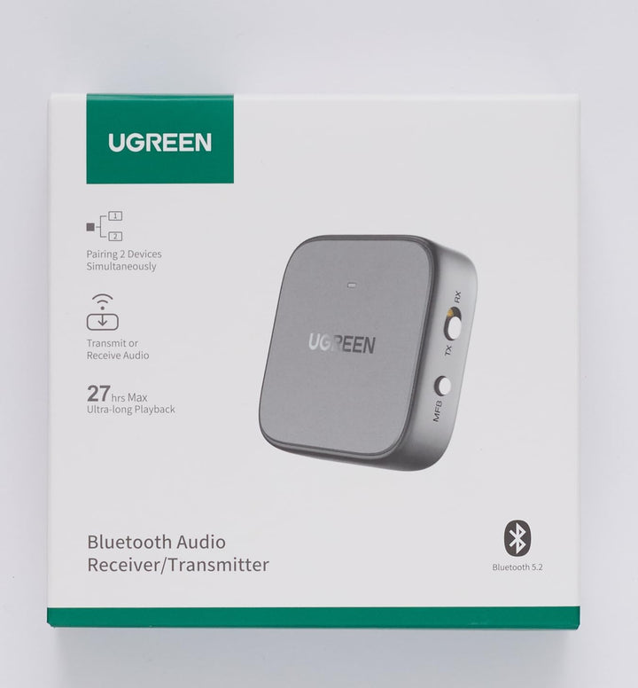 UGREEN 2 en 1 Transmetteur Récepteur Bluetooth 5.2 Émetteur Bluetooth TV Adaptateur Bluetooth Jack 3.5mm