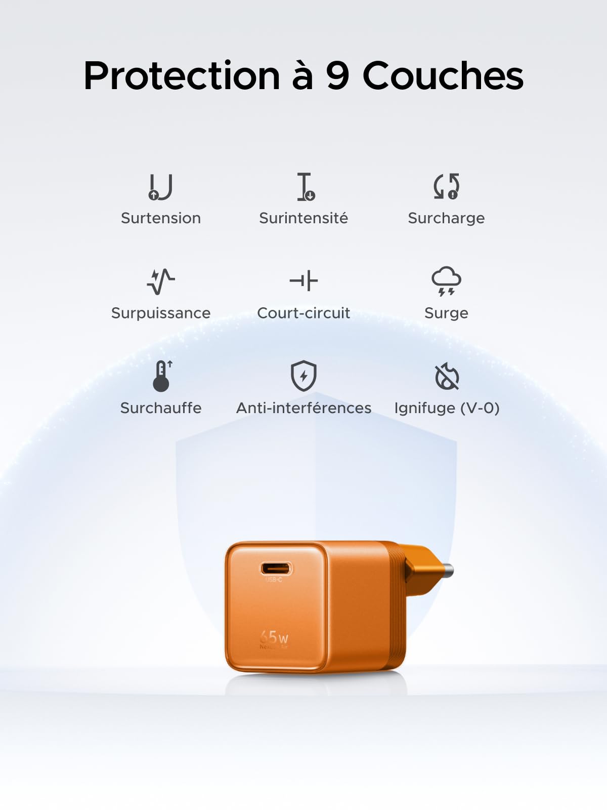 UGREEN Nexode Air 65W Chargeur USB C Rapide GaNInfinity avec Câble (Orange)