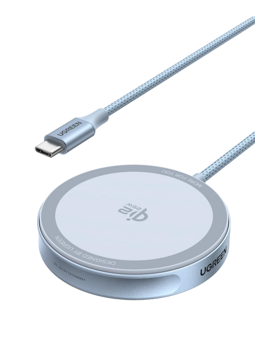 UGREEN MagFlow Qi2 25W Chargeur Induction iPhone Pad Certifié Compatible avec MagSafe iPhone 17 16 15 14 13 12 Air Plus Pro Max AirPods 4 3 Pro 3 2 1 avec Rallonge 1.5M Chargeur sans Fil Magnétique
