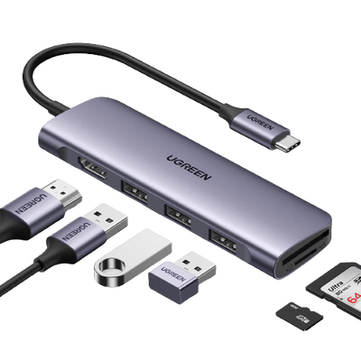 UGREEN Revodok 106 Hub Adaptateur USB-C 6-en-1 (100W PD, HDMI 4K@30Hz)