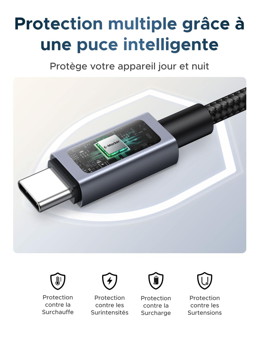 UGREEN Nexode Câble USB C 240W avec Écran LCD 48V 5A PD 3.1 (1M) | Type C Charge Rapide, Compatible avec MacBook Ordinateur Portable de Jeu iPad iPhone 17 Pro Max Air Galaxy S26 S25 Pixel 10.