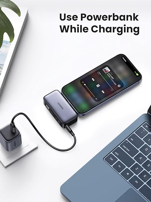 UGREEN Mini Power Bank 5000mAh 22,5W avec support pliable et connecteur USB-C intégré