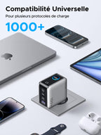 UGREEN Nexode Pro 100W Chargeur Rapide USB C 4 Ports avec Écran Intelligent | GaN Tech, Compatible avec iPhone 17 Pro Max Air 16 15 14 13 Galaxy S26 S25 Pixel 10 9 iPad MacBook Neo Air Pro M5 M4 M3 M2 M1