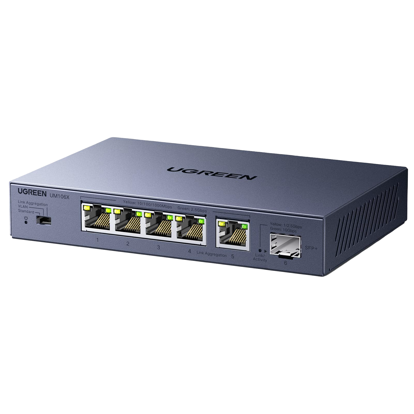 UGREEN Switch Ethernet 6 Ports (5 x 2,5G RJ45 + 1 x 10G SFP+, 3 modes de fonctionnement)