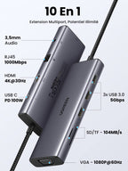 UGREEN 10 en 1 Hub USB C HDMI VGA Double Écran Dock Station USB C 100W
