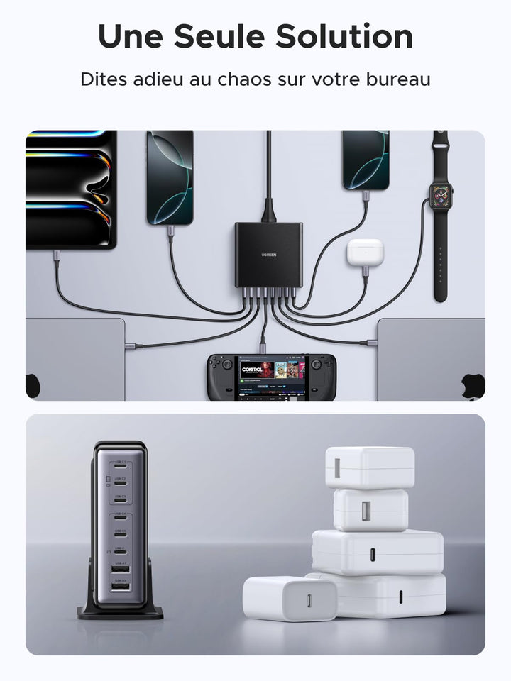 200W Chargeur USB C, Chargeur Rapide avec GaN III Tech, 8 200W Chargeur USB C, Chargeur Rapide avec GaN III Tech, 8