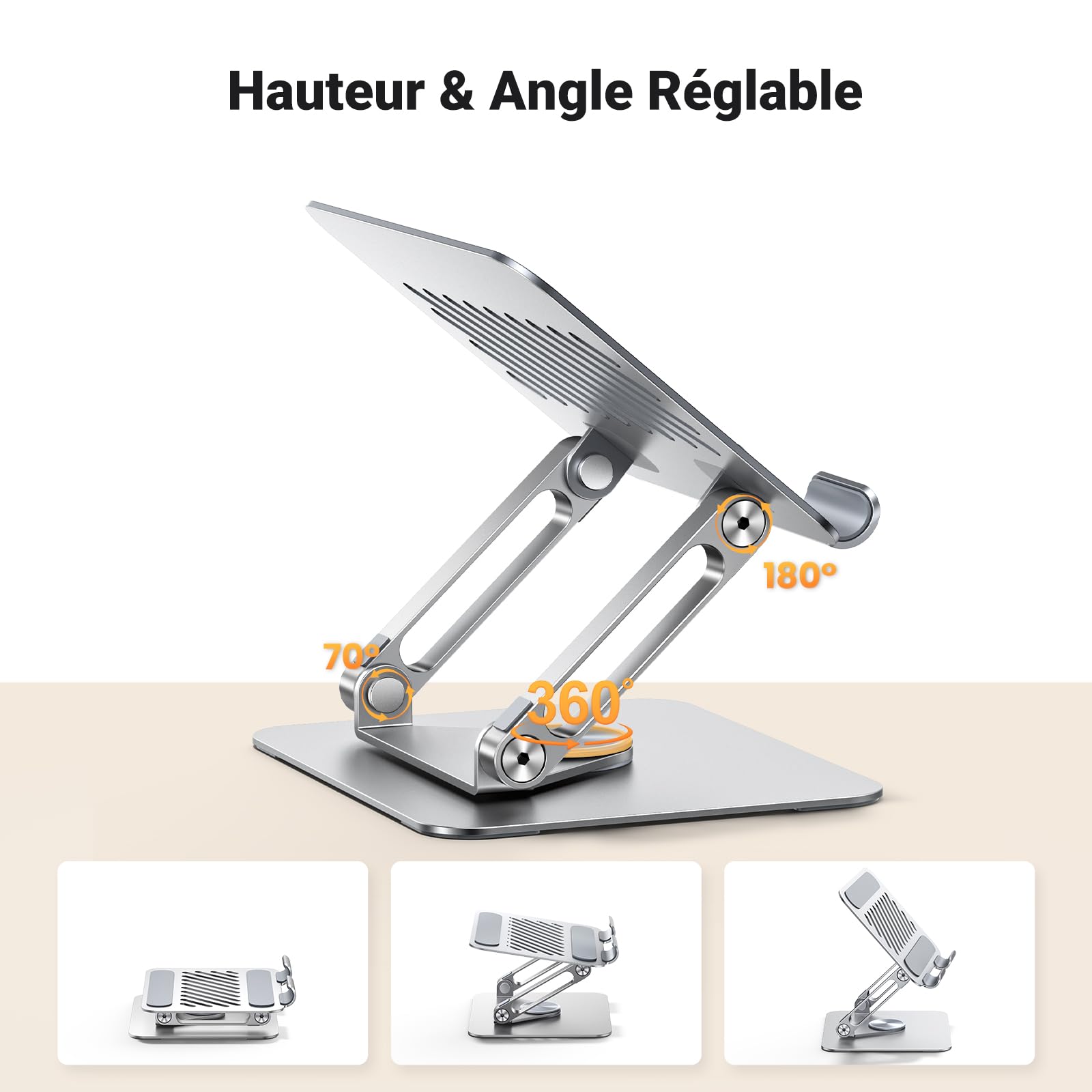 UGREEN Support Tablette Bureau Réglable -hauteur&angle reglable