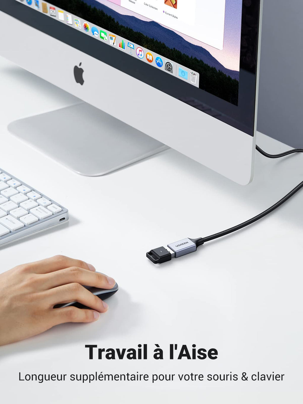 UGREEN Câble Rallonge USB 3.0 Cable Extension Type A Mâle vers Femelle,0.5M