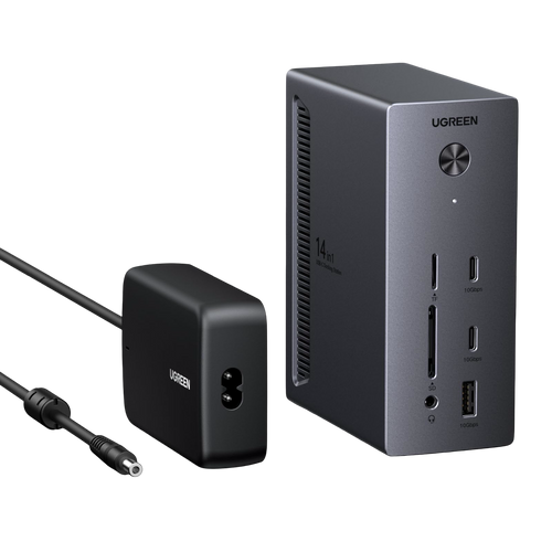 UGREEN Revodok Pro Station d’Accueil USB-C 14-en-1 (2 DP 4K@120Hz, HDMI 4K@60Hz, Triple Affichage, 10 Gbps, PD 100 W)