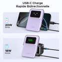 Batterie Externe Magnétique 5000mAh 20W - Charge Sans Fil Pour IPhone 12-16, Entrée USB-C - 6