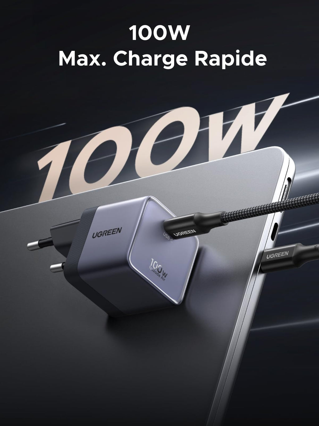 UGREEN Nexode Air 100W Chargeur USB C Rapide GaN Il Tech avec Câble