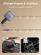 Avant d’utiliser le chargeur de voyage UGREEN Nexode 90W avec câble USB-C rétractable, les câbles étaient enchevêtrés dans la voiture ; désormais, grâce aux 8 longueurs réglables, ce chargeur de voyage maintient un espace de charge propre et bien rangé pendant vos déplacements.