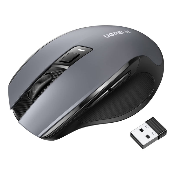 UGREEN Souris sans Fil Ergonomique Silencieuse 2,4GHz 4000 DPI Optique Réglable avec Récepteur USB Souris Ordinateur Autonomie de Pile Prolongée Compatible avec Mac PC Portable Tablette (Noir)