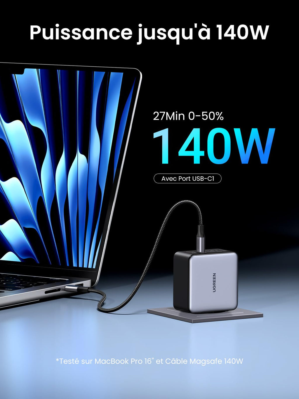 UGREEN Nexode X 160W USB C Chargeur Rapide 4 Ports GaNInfinity Prise USB C Compatible avec iPhone 16 Plus Pro Max 15 14 13 12 11 Galaxy PPS 45W S24 Ultra S23 S22 Pixel iPad MacBook Air Pro M3 M2 M1