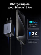UGREEN Nexode X 65W Chargeur Rapide USB-C à 3 Ports -charge rapide pour iphone 15 pro