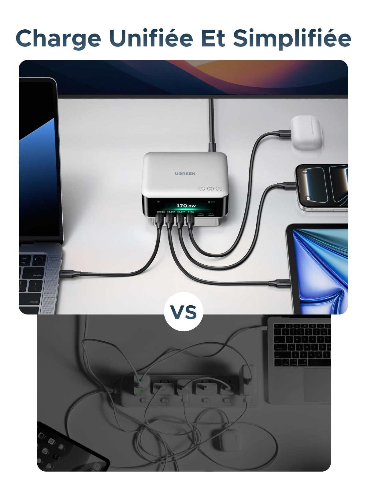 UGREEN Nexode Pro 300W Chargeur USB C Station de Charge 7 Ports avec Écran | PD3.1 140W, GaN Tech, Compatible avec MacBook Pro Air Neo M5 M4 M3 M2 M1 iPad iPhone 17 16 15 14 13 12 Galaxy S26 S25 Pixel