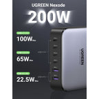 UGREEN Nexode 200W GaN Chargeur avec 2 Câble USB C PD 100W