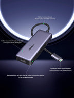 UGREEN 5Gbps Adaptateur USB C Ethernet RJ45 5 Gigabit Thunderbolt C 3.2 Gen 2 vers RJ45 WOL MDI MDIX en Aluminium Compatible avec Windows 11 Linux Kernel 5.17 MacOS