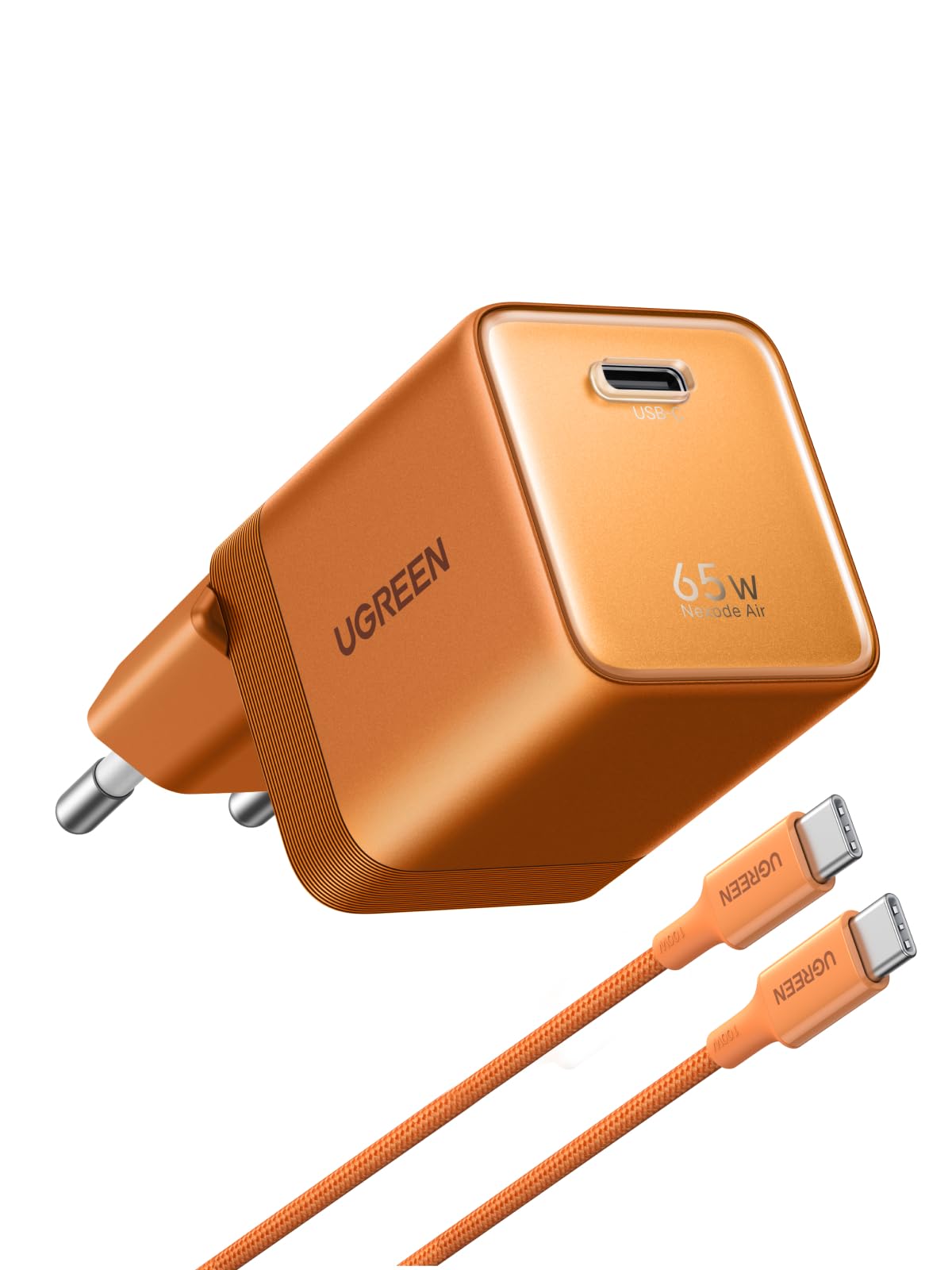 UGREEN Nexode Air 65W Chargeur USB C Rapide GaNInfinity avec Câble (Orange)