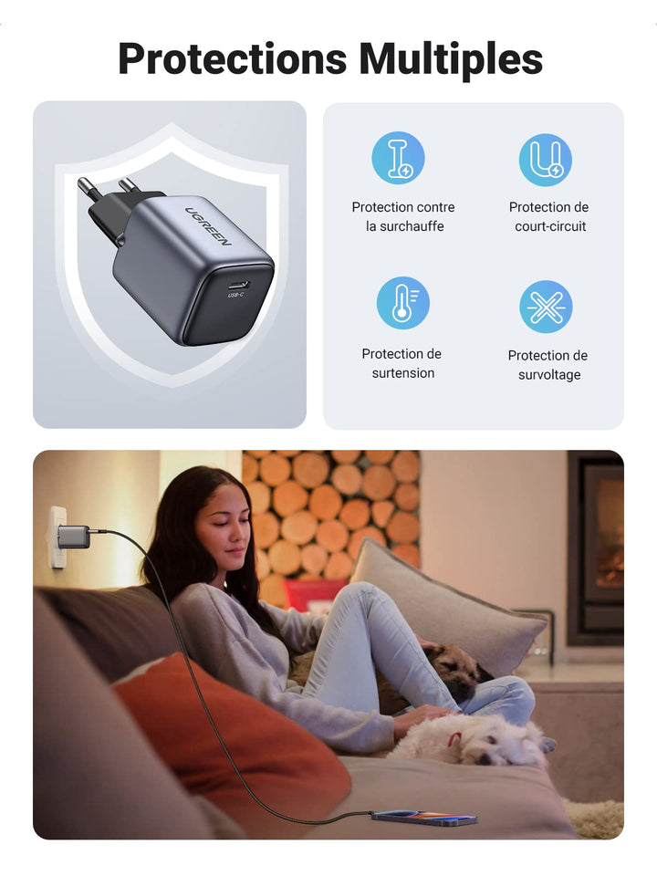 UGREEN Nexode Chargeur 20W USB C With Mfi Charging Cable
