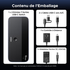 UGREEN 10Gbps Switch USB C 3.2 Commutateur KVM 2 PC Entrées 7 Sorties